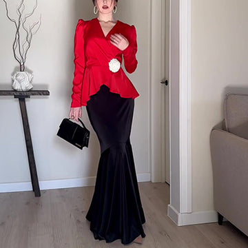 Women's Dress French Style Dress V-Neck Sexy Temperament With High-Rise Half-Body Skirt